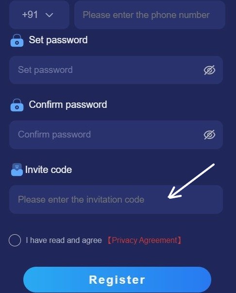 Use an optional tiranga lottery invite code